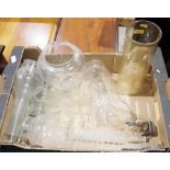 Cylindrical glass oil lamp with integral internal oil burner, a small collection of vintage clear