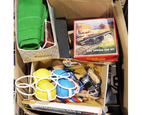 Assorted vintage games, trucks, Dinky toys, etc. (1 box)&nbsp;