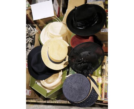 Vintage wedding/Ascot hats - 'Viv Knowland Hat', 'Harrods', a 'Graham Smith II - Harrods' dark blue hat, Philip Treacy - Harr