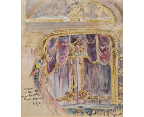 Betty Guy (1920-2016)&nbsp;
Watercolour drawing&nbsp;
'La Boheme June 18th 1980, Royal Opera House, Covent Garden', 21cm x 19