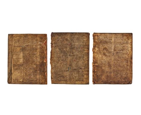 Leaves from a medical text with entries on lung diseases including pneumonia (here "peripneumonia"), in Latin, from a parchme