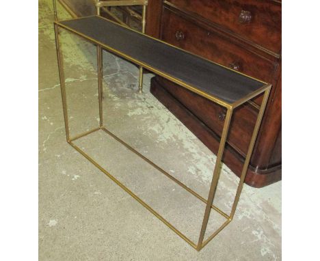 CONSOLE TABLE, gilt metal framed with a rectangular slate effect top, 99cm W x 70cm H x 25cm D.