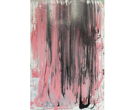 HENRY HADDOCK 'Abstract in Pink', enamel on board, signed verso, 79cm x 118cm.
