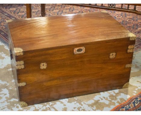 TRUNK, 19th century camphorwood and brass bound with rising lid and carrying handles, 59cm x 50cm H x 94cm.