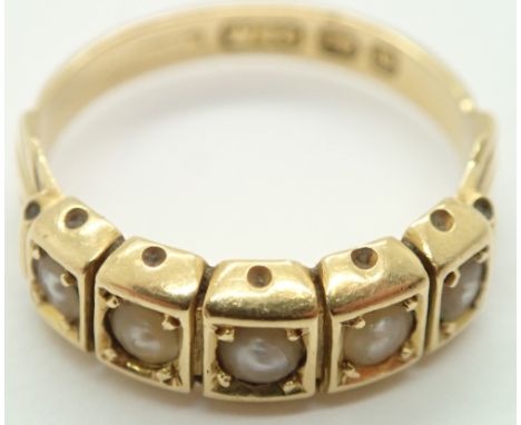 Vintage 1986 18ct gold and pearl set ring size M 4.0g 