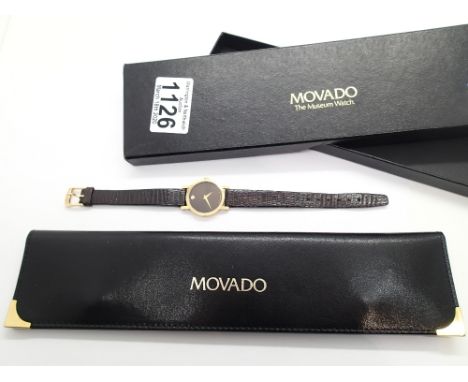 Boxed black leather Movado watch wallet 