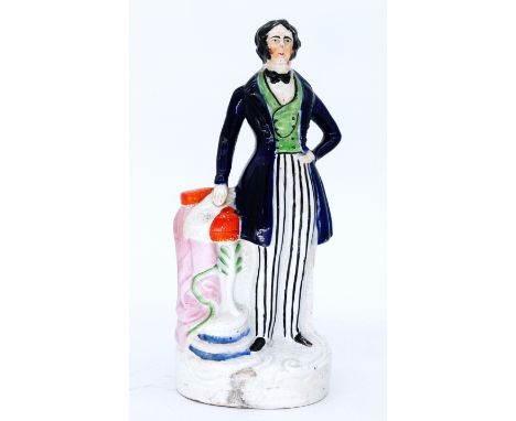 HISTORICAL: A rare Staffordshire Pottery Portrait Figure, modelled as Thomas Slingsby Duncombe MP (1796-1861), Chartist, mid 