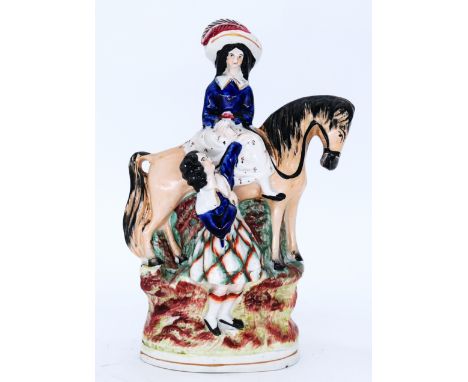 ROYALTY: A charming Staffordshire Pottery Portrait Group, modelled as Two Children with a Horse, mid 19th century,  probably 