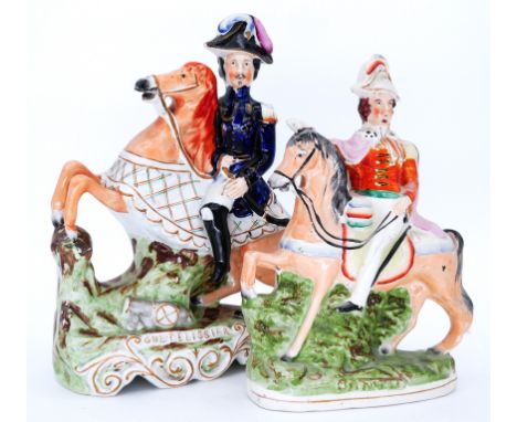 MILITARY: Two Staffordshire Pottery Flatback Portrait Figures, including a rare Crimean war figure of General Aimable Pélissi