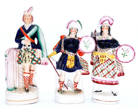 SCOTTISH: Three Staffordshire Pottery figures in Highland Dress, including a Portrait Figure of the Marquis of Lorne,  standi