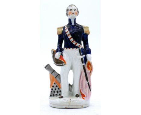 MILITARY: A fine Staffordshire Pottery Portrait Figure, modelled as Admiral Sir Charles Napier, mid 19th century,  standing i