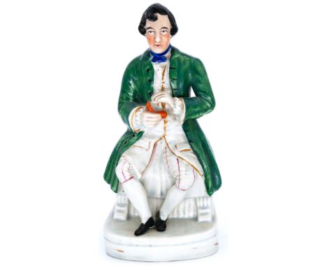 SCOTTISH: A historical Staffordshire Pottery Portrait Figure, modelled as Robert Burns, mid 19th century,  on D shaped base, 