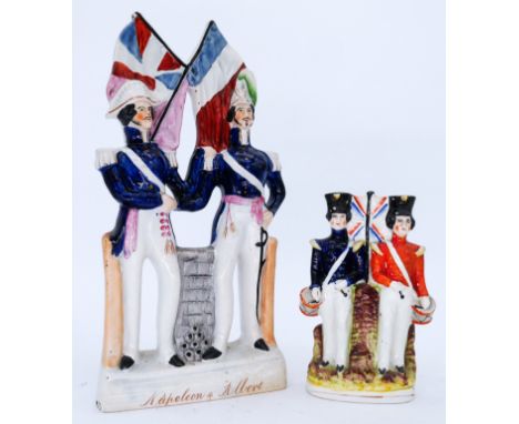 ROYALTY: Two Staffordshire Pottery Flatback Portrait Groups, including 'Napoleon & Albert'; and Crimean Soldiers,  Napoleon I