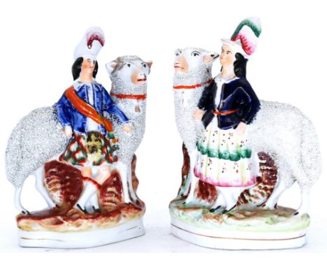 ROYALTY: A very fine pair of Staffordshire Pottery Royal Portrait Figures, modelled as Prince Edward and Princess Louise with