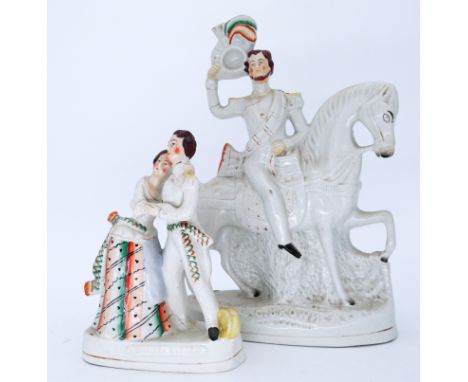 MILITARY: Two Staffordshire Pottery Flatback Figurines, including 'The Soldiers Return' and General Sir George Brown, mid 19t