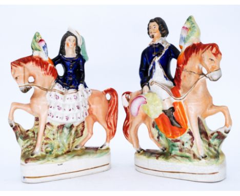 ROYALTY: Two pairs of Staffordshire Pottery Royal Portrait Figures, including a fine pair of the Prince and Princess of Wales