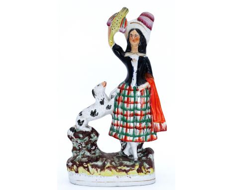 SCOTTISH: Two Staffordshire Pottery Portrait Figures, modelled as Rob Roy MacGregor; and possibly his wife Mary MacGregor of 