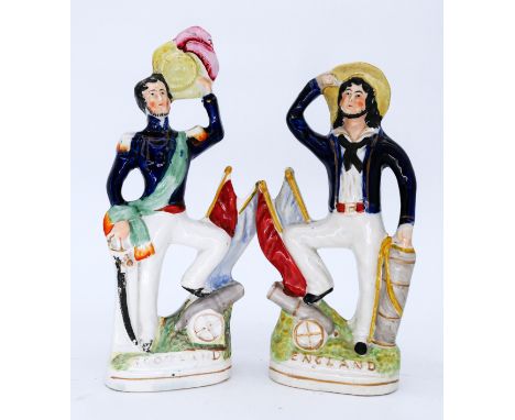 ROYALTY: Two pairs of Staffordshire Pottery Flatback Figures, mid 19th century,including 'Prince Alfred' & 'Prince of Wales' 