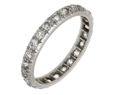 A diamond eternity ring, set throughout with old-cut diamonds, total diamond weight approximately 1.40 carats, ring size O½. 