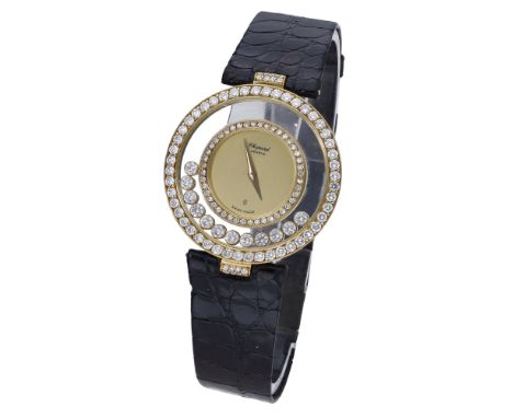 Chopard. A gold and diamond-set wristwatch, Ref. 1090, Happy Diamonds, circa 1995. Movement: quartz. Dial: gilt. Case: 18ct g