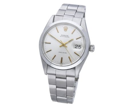 Rolex. A stainless steel wristwatch with date and bracelet, Ref. 6694, Oyster Date Precision, circa 1971. Movement: cal. 1225