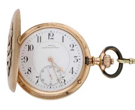 J. Assmann, Glashütte, A gold hunting cased keyless watch, circa 1910. Movement: gilded, lever escapement, precision regulati