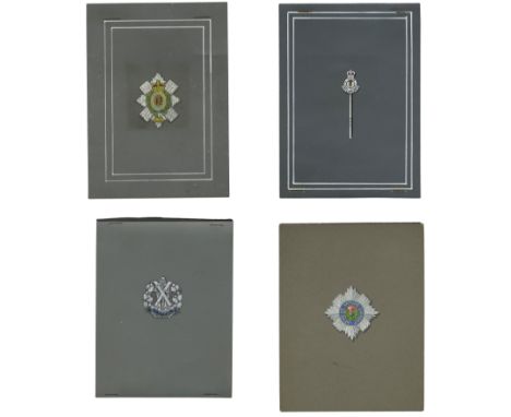 Of Scottish Regimental interest: Assorted hand-painted artist design pattern cards for sweetheart brooches, mostly on card, f