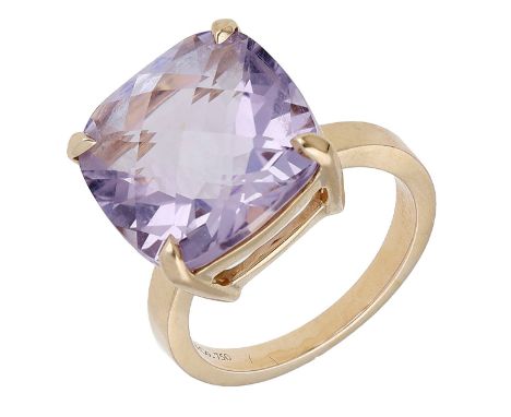 An 18ct rose gold and amethyst ‘Sparklers’ dress ring by Tiffany & Co., the fancy-cut amethyst claw-set to a plain polished b