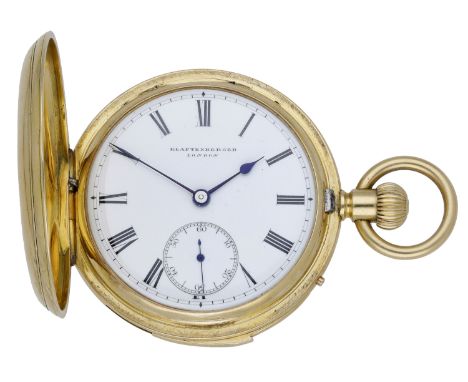 Klaftenberger, London. A gold hunting cased quarter repeating watch, 1871. Movement: gilded three quarter plate, lever escape