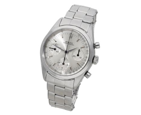 Rolex. A stainless steel chronograph wristwatch with ‘no lume’ dial, Ref. 6238, ‘Pre-Daytona’, circa 1965. Movement: cal. 72 