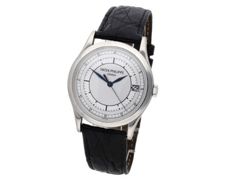 Patek Philippe. A white gold automatic wristwatch with date, Ref. 5296G-001, Grande Calatrava ‘Sector dial’, circa 2006. Move