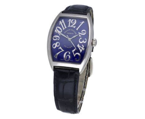 Frank Muller. A white gold automatic tonneau-form wristwatch, Ref. 6850SC, Sunset, Circa 2007. Movement: cal. 2800, automatic