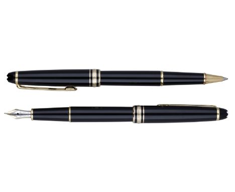 A Meisterstück ’gold-coated Classique’ fountain pen and companion ballpoint pen by Mont Blanc, the 14k knib numbered ‘4810’, 