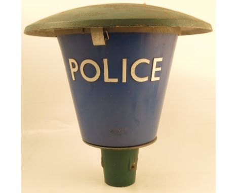 A 1950's Police station lamp, with blue shade, height 20ins