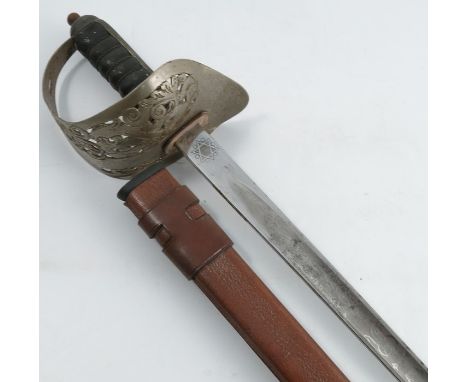 A Sanderson Bros &amp; Newbould Ld Sheffield&nbsp;1827 pattern George IV Officers Sword, with pierced basket and shagreen cov