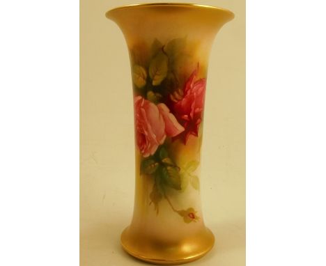 A Royal Worcester vase, decorated with roses by Hunt, circa 1928, shape number G923, height 7.5insCondition Report:  Good con