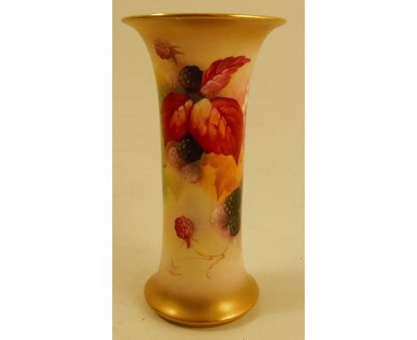 A Royal Worcester spill vase, decorated with blackberries by Blake, shape number G923, circa 1931, height 6insCondition Repor