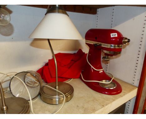 A KITCHEN AID MIXER AND TWO TABLE LAMPS (3)