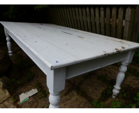 A LARGE PAINTED PINE TABLE