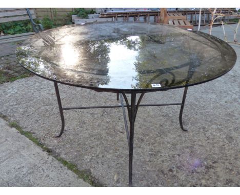 WROUGHT IRON TABLE WITH GLASS TOP