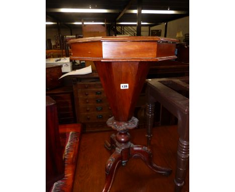 A VICTORIAN TRUMPET WORK TABLE.