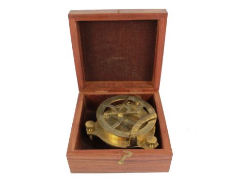 A Stanley of London brass compass, with natural Sine plaque and spirit levels, 7cm wide, a brass pocket compass, and a reprod