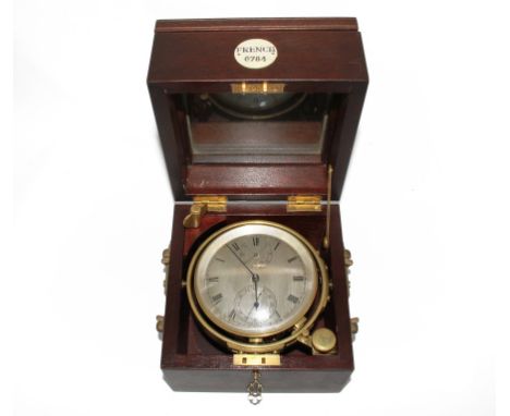 A mid 19th century mahogany and brass cased chronometer by J. French of Royal Exchange, the case numbered 6784, the silvered 