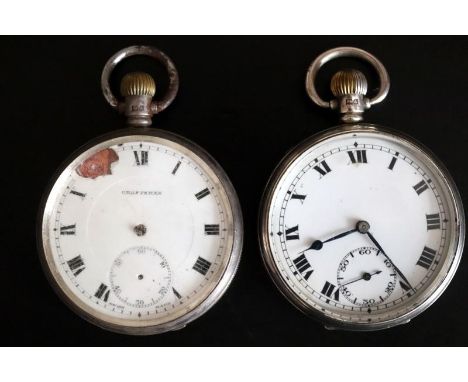 Two Gents Silver Pocket Watches, Both A.L.D Cases, White Enamel Dials, One Marked Craftsman (Movement Rusted), The Other Move