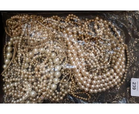 Bag Containing A Quantity Of Pearl/Pearl Style Necklaces Etc. 