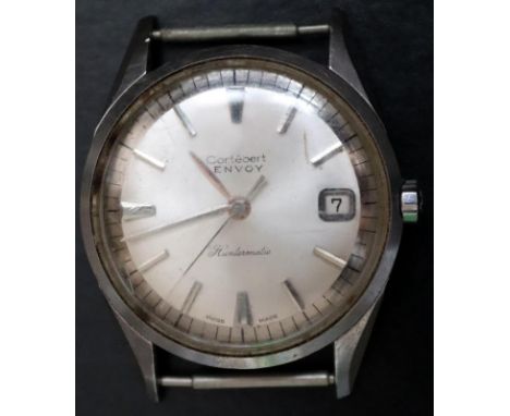 Cortebert Envoy Huntermatic Automatic Wrist Watch, Stainless Steel case, Silvered Dial Baton Hour Markers, Matching Hands, Sw