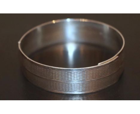 Charles Horner Silver Hinged Bangle/Cuff, Engine Turned Decoration, 16mm Width, 60mm Diameter, Fully Hallmarked For Chester 