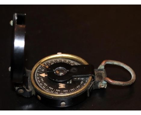 Military Compass, Black Case, W &amp; E GURLEY, TROY N.Y USA 