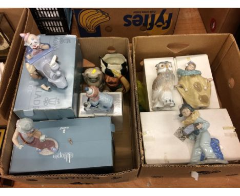 A collection of Lladro and Nao figures etc.