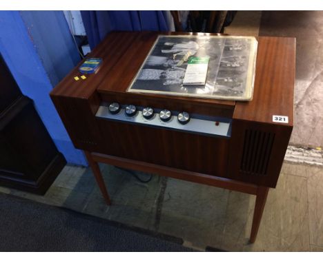 A teak record player 